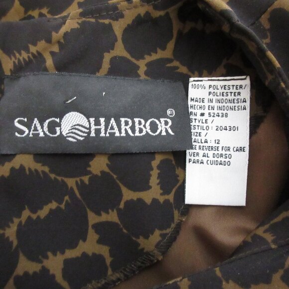 Sag Harbor Midi Dress Womens Size 12 Brown Crew Neck Animal Short Sleeve Flowey - Picture 3 of 7